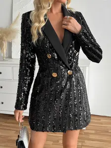 Elegant Party Jacket for Women, Long Sleeve Sequined Blazer, Autumn Winter Fashion, Stylish Ladies Outerwear
