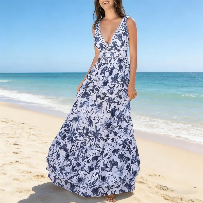 Amoyer Swimdress Swimming V Neck Women's Blue/Red/Purple/Green Print One-Piece Swimsuit and Matching Cover Skirt Set Summer Swimdress Swimming  Bathing Suit Stylish,Swimsuit Bodysuit Tops Beach Skirt 2 Piece Swimsuit Outfits