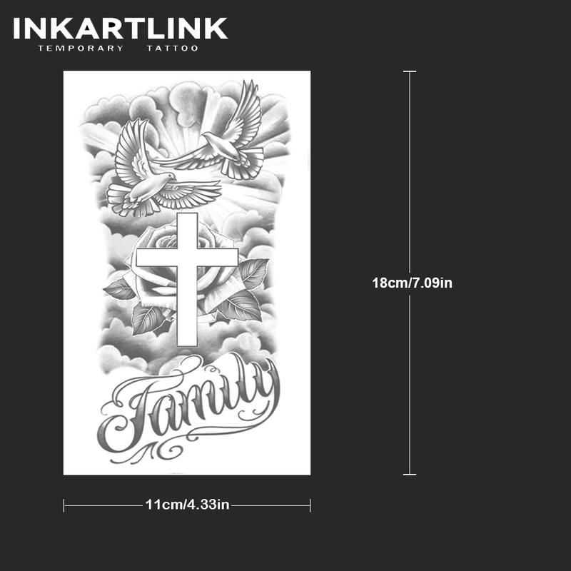 INKARTLINK Tattoo Tech, 2 Sheets Semi-Permanent Temporary Tattoos ,Dove of Peace 3,Adult Art Design,Lasts 1-2 Weeks, Waterproof, Realistic Look, No Adhesive, No Reflection,For Man And Woman,Ideal for Swimming, Party