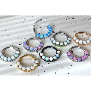 1pc Bendable 7 Opals Front Facing Hoop Septum Ring Cartilage Daith Helix Tragus
