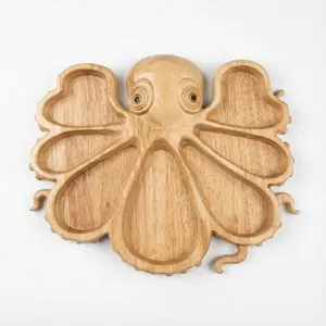 Kraken Design 15X13in Octopus Charcuterie Board Magnetic Modular BPA Free Wood Platter for Seafood Lover Perfect for Parties Picnics & Gatherings