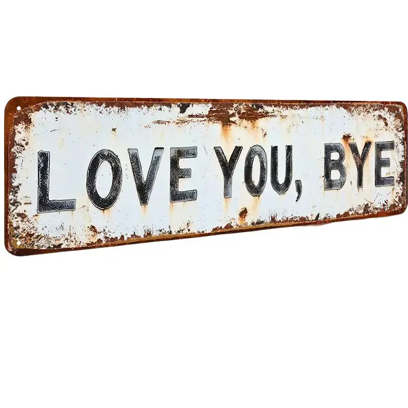 Vintage Aluminium "Love You Goodbye" Plaque - 16x4in Lightweight Door Hanging Sign, Aesthetic Home Decor, Entryway Decor, Home Supplies Accessory