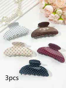 3pcs women's fashion polka dot hair claws, Hair Clip Set, sweet and versatile contrasting color hair accessories, multiple color choices, suitable for parties, weddings, vacations, grasslands, beaches, gifts, daily leisure hair accessories