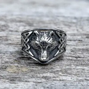 GTHIC Stainless Steel Unisex Norse Fenrir Wolf Viking Ring Fashion Jewelry For Daily Wear Birthday Gift