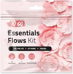 Disposable Essential Flows Period Kit for Girls and Teens (PINK STYLE) (1) Pack Plastic Daily Comfort Pad