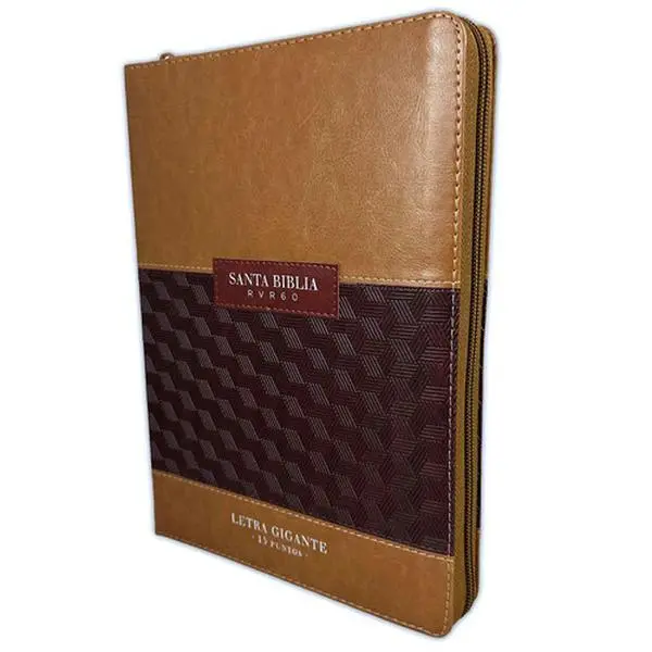 Biblia RVR 1960 Letra Gigante 15p. Símil Piel Duotone Café Café con Índice con Cierre