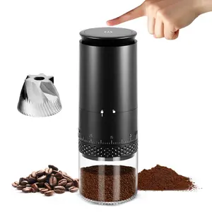Leburry Burr Coffee Grinder – Portable, Rechargeable, Stainless Steel with Lock & Grind Control – 110ml for Coarse & Fine Grinding, Home & Travel