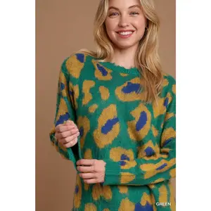 destroyed rib leopard sweater