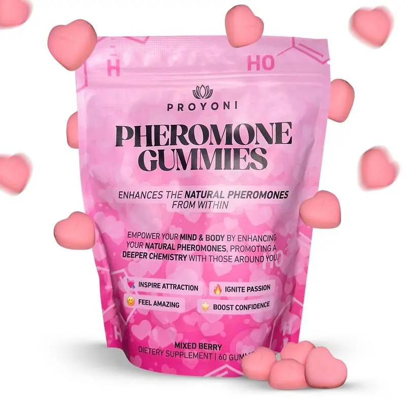 Women’s Pheromone Support Gummies by ProYoni, Natural Mixed Berry Flavor Chewable Dietary Supplement, 60 Pieces Fitness Vitamin Edible