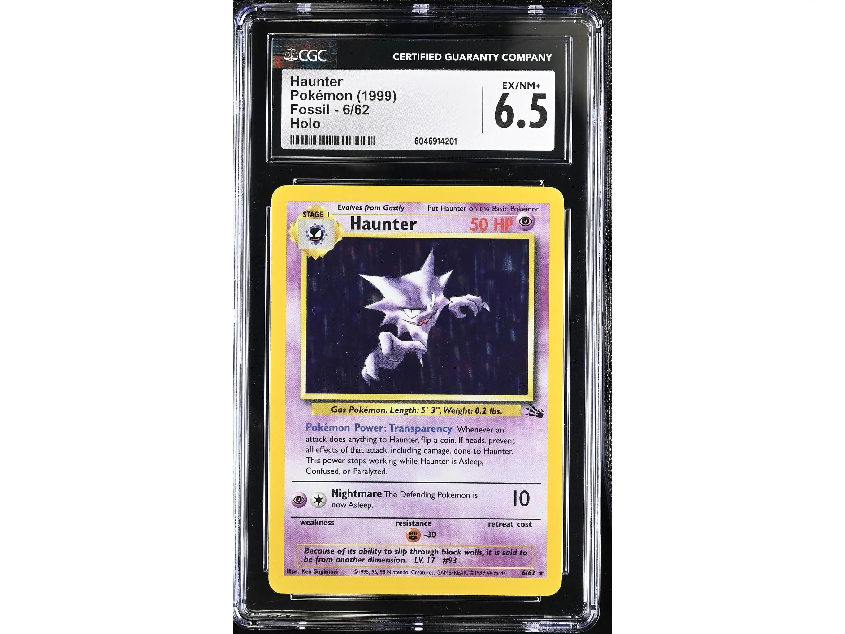 1999 Pokemon #6/62 Haunter Fossil CGC 6.5