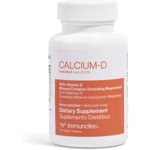 Immunotec Edible Milk-Derived Calcium-D with Vitamin D3 - Healthy Dietary Supplement for Bone, Teeth & Muscle Support - 60 Tablets