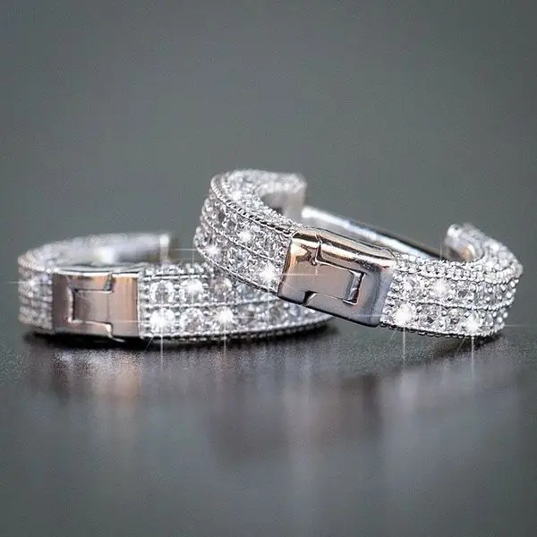 Full Diamond Zircon Silver Pair