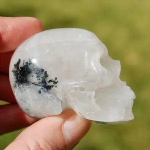 2" Black Tourmaline Quartz Crystal Skull, Realistic