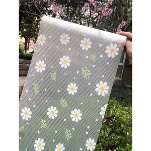 Refrigerator Liners Non Slip Shelf Liner for Kitchen Cabinets Non-Adhesive Drawer Liners for Dresser Waterproof Liner Easy to Clean, Cut and Lay Flat-Cute Daisy Pattern 11.8"x118"