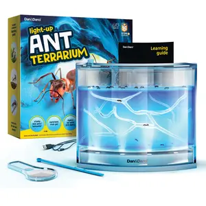 Dan & Darcy Light‑Up Ant Habitat Kit for Kids – LED Gel Ant Farm with Tunnel Starter, Magnifier & STEM Learning Guide
