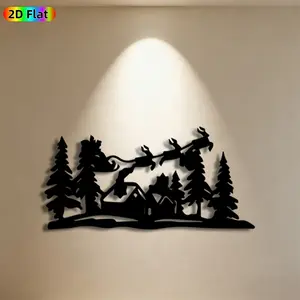 1pc Santa Reindeer Metal Wall Art, Magical Santa Reindeer Statue Mural, Ideal Gift for Christmas, New Year, Holiday Decor Enthusiasts,  Metal Wall Decor Wall Sculptures, Perfect for Living Room Wall & Garden Fence, Charming Festive Metal Decor