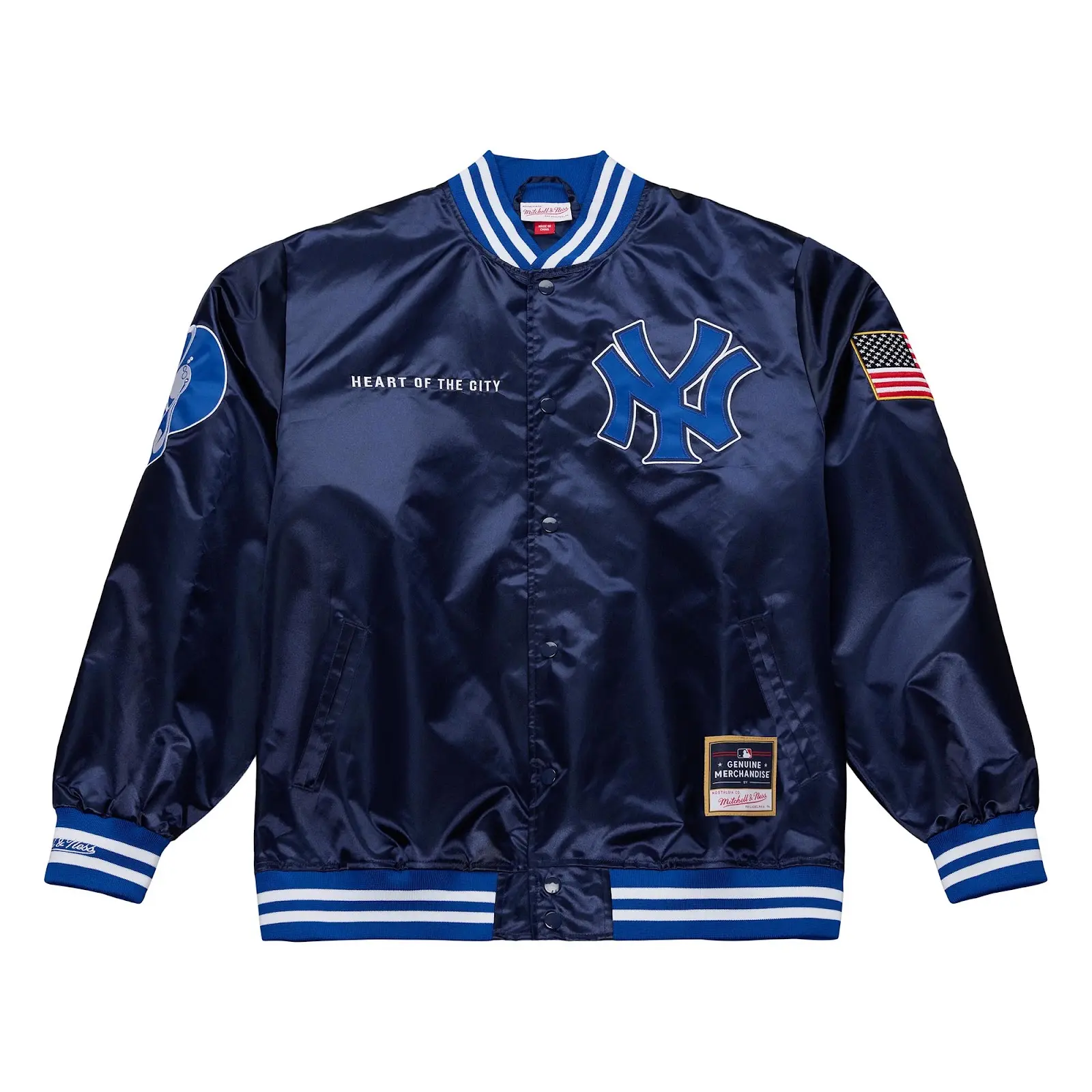 Jay-Z The Blueprint x New York Yankees Navy Satin Full-Snap Jacket - Mitchell & Ness MLB Throwback, Retro Satin Jacket