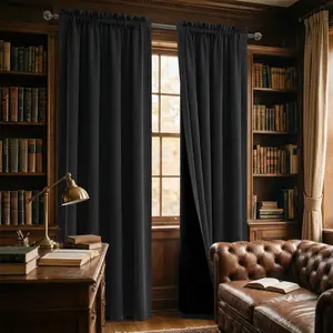 2pcs Total Light Blocking 100% Blackout Curtains with Advanced Black Coating Backing Thermal Insulated Privacy Protect Window Drapes Rod Pocket Style Lightweight High Opacity Fabric 2 Panels Set