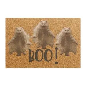 Boo! Doormat, Halloween Doormat, Cat Ghost Doormat