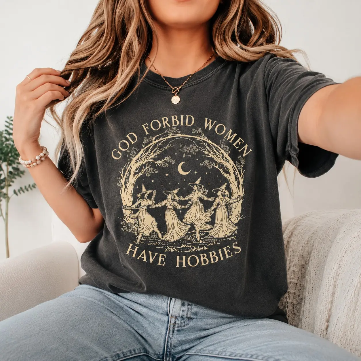 Comfort Colors God Forbid Women Have Hobbies T-Shirt, Halloween Witch Shirt, Feminist Witch Shirt, Salem Witch 1692 Shirt, Spooky Season Shirt