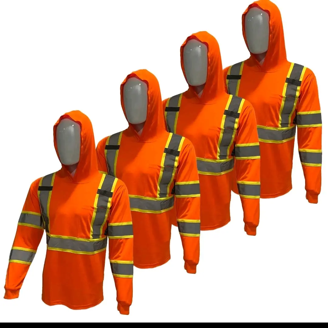 4 Pack ST908 High Visibility Hoodie Safety Shirt with Polyester Birdeye Mesh in Various Colors high visibility
