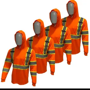 4 Pack ST908 High Visibility Hoodie Safety Shirt with Polyester Birdeye Mesh in Various Colors high visibility
