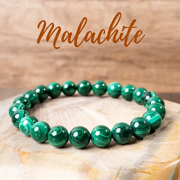 Energy Healing Crystal Therapy Bracelets | Malachite, Serpentine Jade, Sunstone, Amazonite, Clear Quartz, Selenite, Tiger's Eye, Lapis Lazuli | 8mm Ge