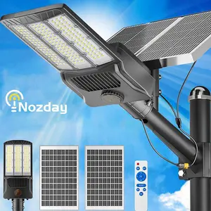 TOP-Solar Street Lights Outdoor  Commercial Parking Lot Light Dusk to Dawn IP67 Waterproof 6500K Solar Security Flood Lights Solar Lamp for Yard, Road, Basketball Courts