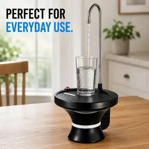 Hands-Free Automatic Water Dispenser Pump - Cup Induction Design, Dual Desk & Bucket Use, Large Tray Compatible with All Water Jugs, Cups, Kettles