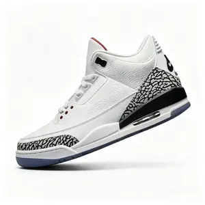 Men's White Cement Print Basketball Shoes Anti-Slip Wear-Resistant Street Sport Sneakers