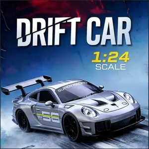 1/24 4WD RC Drift Car, 2.4G High Speed Racing Car with Dual Replaceable Drift & Race Tires, Full LED Light System,USB Rechargeable,Perfect Birthday Christmas Toy Gift For Kids Adults