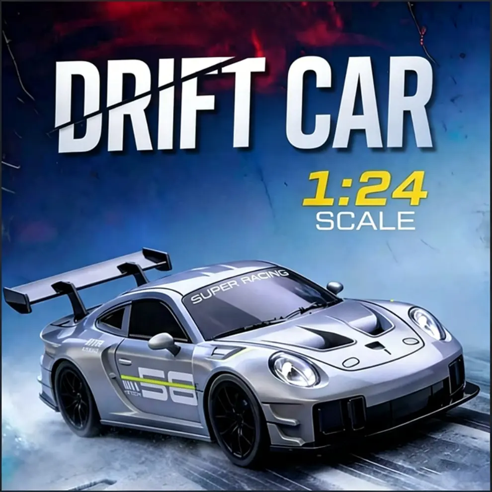 1/24 4WD RC Drift Car, 2.4G High Speed Racing Car with Dual Replaceable Drift & Race Tires, Full LED Light System,USB Rechargeable,Perfect Birthday Christmas Toy Gift For Kids Adults, Drift RC Cars