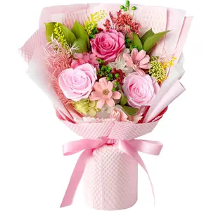 Preserved  Bouquet with Vase  Real Roses, Last   Forever Roses, Eternal  Valentine's Day Gifts for Her Women Wife,Mother Day