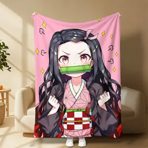 Cute Nezuko Anime Blanket – Cozy Fluffy Plush with Sparkle Stars for Kimetsu No Yaiba Lovers!Sparkle Pink Nezuko Blanket – Ultra-Soft Plush for Kawaii Bedroom Decor & Snuggles Fun & Cozy Gift to Celebrate Your Demon Slayer Obsession