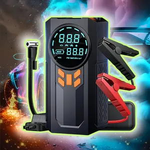 Multi-functional car emergency starter, Automotive tool kit, 2-in-1 car repair kit (180 psi air compressor & 8000A car start power supply), 12V/24V wireless charger, equipped with alligator clip & inflation accessories, car emergency rescue tool