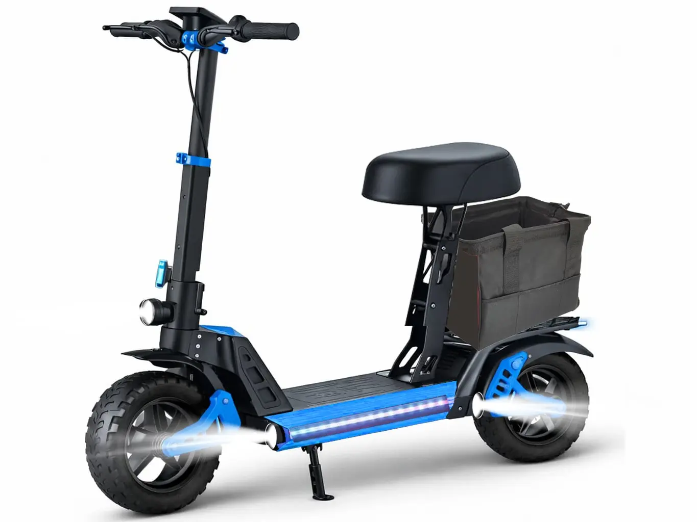 Peak 1200W Motor Electric Scooter Off Road with seat for Adult, 48V 18AH Folding Scooters Up to 34Mph & 35-40Miles Range,10" Tire E-Scooter with Dual Suspension &Turn Signals for Commuter Outdoor