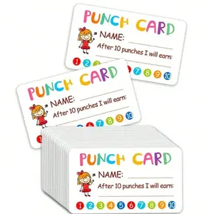 My Reward Check-in Cards with Holes, Perfect for Classroom Family Behavior Motivation and Business Loyalty Programs, 3.5 x 2 Inches Inspirational Cute Cards