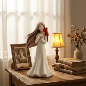 New Resin Heart Angel Figurine, Home Desktop Decor Creative Gift Craft
