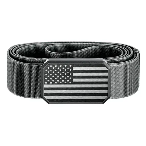 Groove Belt – Stretch Belt for Men, Comfortable Everyday Wear, US Flag Design – Hero Flag Black / Deep Stone