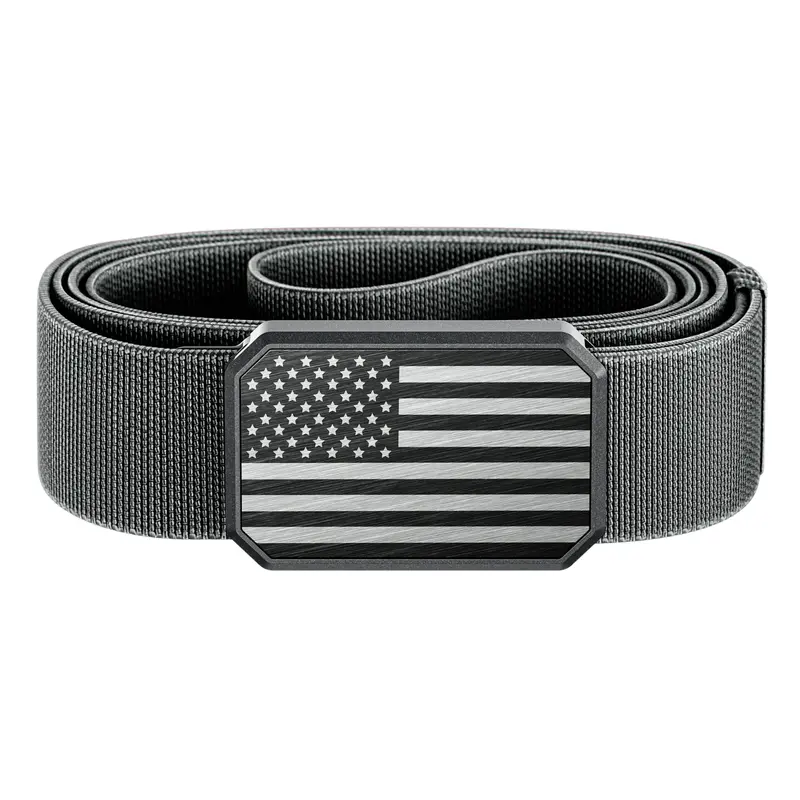 Groove Belt – Stretch Belt for Men, Comfortable Everyday Wear, US Flag Design – Hero Flag Black / Deep Stone