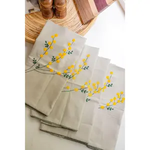 Golden Mimosa 'Embroidered' Tea Towels  ( Set of 2)