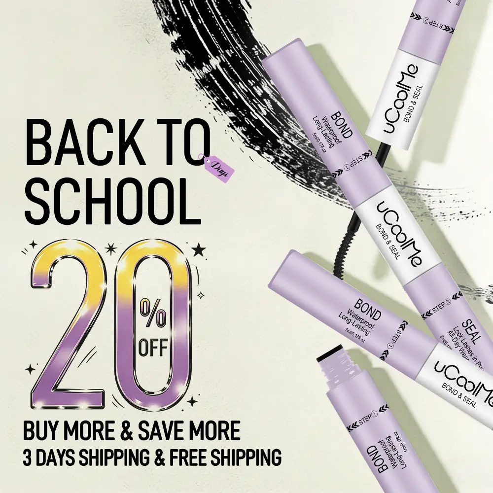 UCOOLME 3-in-1 Lash Glue & Cleansing Remover, 24H Long-Lasting Hold, Waterproof Safe Cosmetic Adhesive for False Eyelashes,sunscreen,back to school
