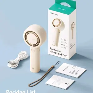 Aecooly Portable Handheld Turbo Fan [24H Max Cooling Time], 5 Speeds USB Rechargeable Mini Personal Battery Operated Small Pocket Cooling Fan GIfts for Women, Travel, Home, Office, Beach, Lash -Beige