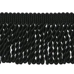 Black Bullion Fringes Trim 2.5" - 5 Yards High-Quality Polyester Yarns for Versatile Decor and Easy Care - Snack