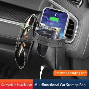 Car Air Vent Phone Holder Pouch, Durable Car Accessory Organizer Bag, Universal Fit Design for Easy Storage & Organization