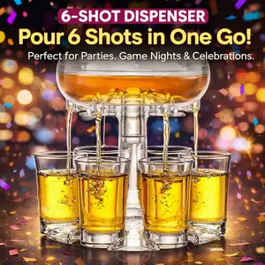 6 Shot Glass Dispenser & Server - Pours 6 Shots at Once No Spills Easy to Use and Clean Perfect for Parties BBQs and Celebrations