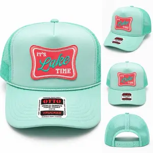 It's Lake Time Trucker Hat - Mint Green Mesh Cap with Durable Snap Closures & World Famous Foam Front