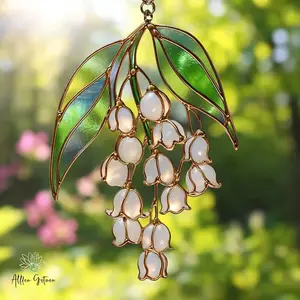 Lily of the Valley Acrylic Suncatcher, Faux Stained Glass Window Hanging, May Birth Flower Gift