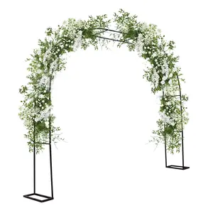 GARVEE Garden Arch with Planter Metal Garden Arbor with Gate, Arch Trellis for Climbing Plants Rose, Wedding Archway Pergola for Lawn Patio Bridal Party Decoration