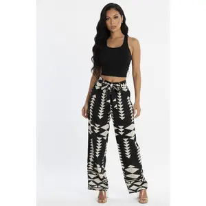 Black Paperbag Wide Leg Pants